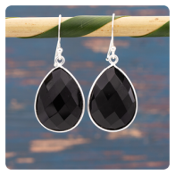 Black Onyx Silver Earrings 
