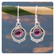 Garnet Silver Earrings