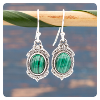 Malachite Silver Earrings