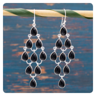 Black Onyx Chandelier Earrings