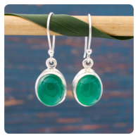 Green Onyx Silver Earrings