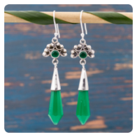 Green Onyx Silver Earrings