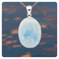 Oval Larimar Silver Pendant