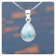 Teardrop Larimar Silver Pendant 