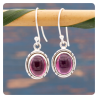 Garnet Silver Earrings