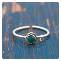 Green Onyx Silver Midi Ring