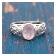 Rose Quartz Silver Ring