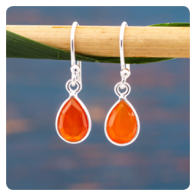 Mini Carnelian Silver Earrings
