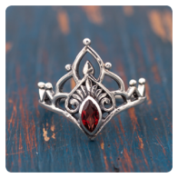 Red Garnet Silver Ring