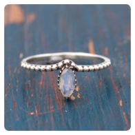 Moonstone Beaded Band Silver Ring