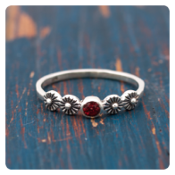 Red Garnet Silver Ring 