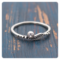 Quartz Crystal Silver Stacking Ring
