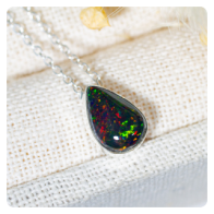 Black Opal Silver Necklace