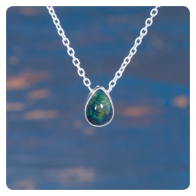 Black Opal Silver Necklace