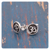 Silver Stud OM Earrings