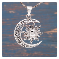 "Moon and Sun" silver pendant
