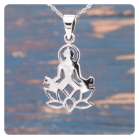 Yoga Lotus Silver Pendant