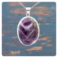 Chevron Amethyst Silver Pendant