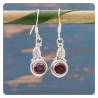 Garnet Silver Earrings