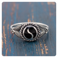 Black Shell Silver Ring