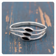 Black Shell Silver Ring