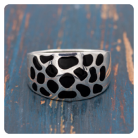 Black Shell Silver Ring
