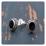 Black Shell Silver Earrings