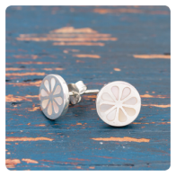 Mother of Pearls Silver Stud Earrings