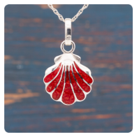 Silver Shell Pendant With Coral