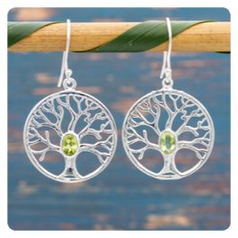 "Tree of Life" Silver Еarrings with Peridot