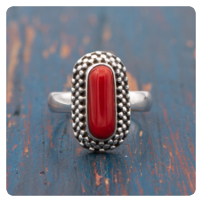 Coral Silver Ring