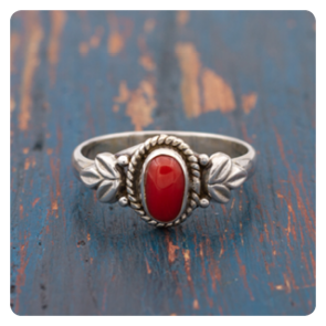Coral Silver Ring
