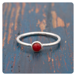 Coral Silver Ring