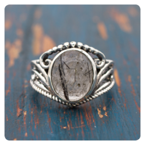 Tourmalinated Quartz Silver Ring