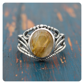Rutilated Quartz Silver Ring