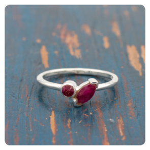 Red Corundum Silver Ring