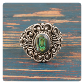 Ocean Abalone Silver Ring
