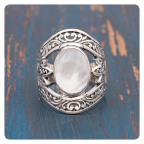 Mother of Pearl Silver Ring 