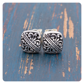 Square Stud Silver Earrings
