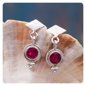 Ruby Corundum Silver Earrings