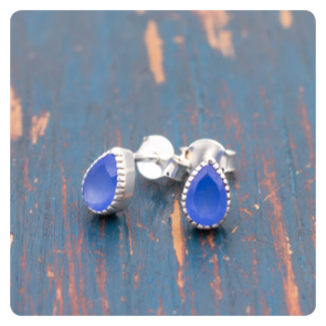 Chalcedony Silver Stud Earrings