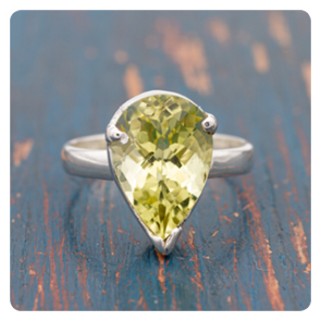 Lemon Quartz Silver Ring