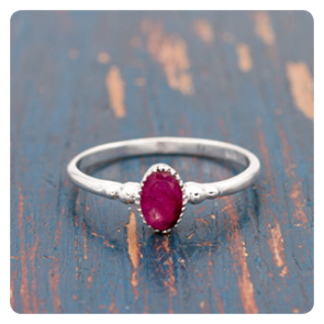 Red Corundum Silver Ring