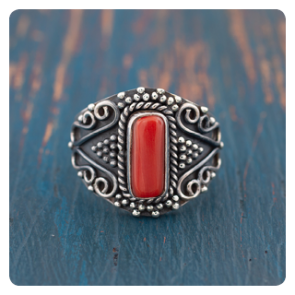 Coral Silver Ring