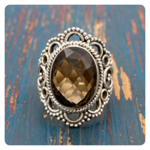Smoky Quartz Silver Ring 