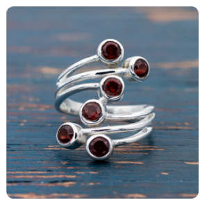 Red Garnet Silver Ring