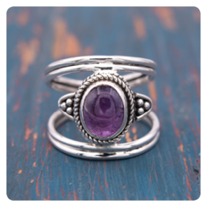 Silver ring with amethyst