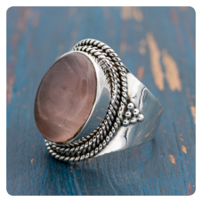 Rose Quartz Silver Ring