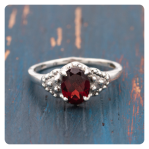 Red Garnet Silver Ring