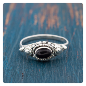 Black Onyx Silver Ring